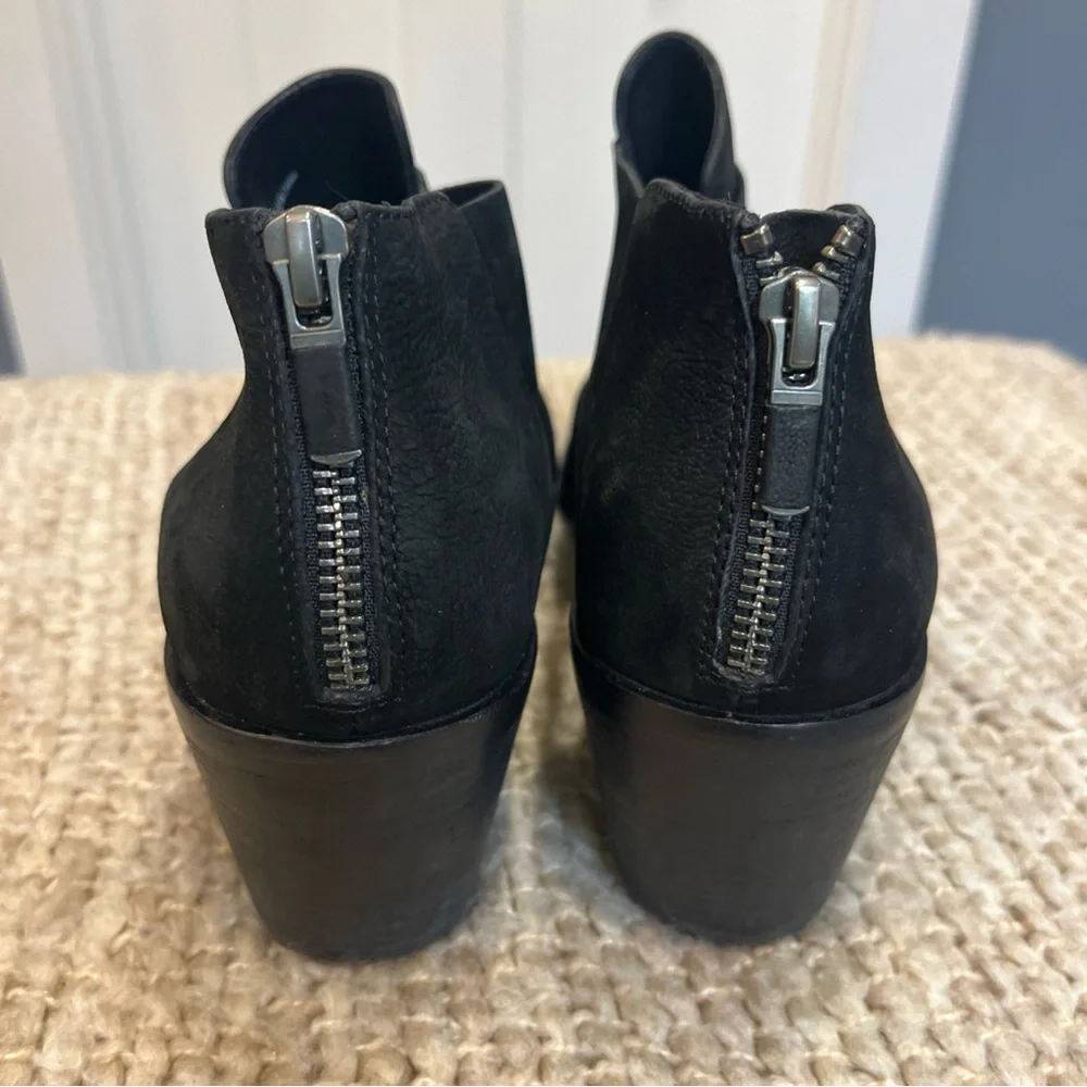 Eileen Fisher Womens‎ Walt Cross Strap Bootie Cutout Sides Stacked Black Size 9